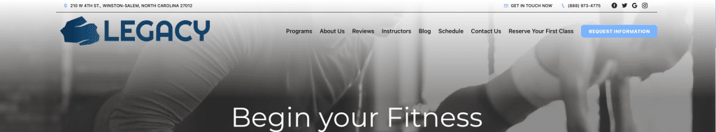 martial arts and fitness website design legacy 